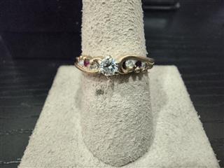 Ruby Lady's Stone & Diamond Ring 5 Diamonds .38 Carat T.W. 10K Yellow Gold